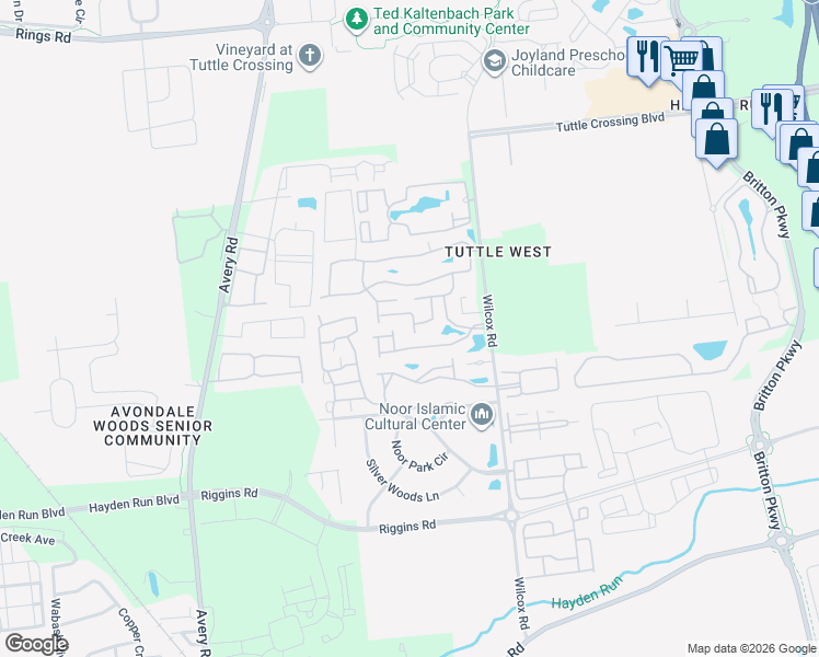 map of restaurants, bars, coffee shops, grocery stores, and more near 4908 Common Market Place in Dublin