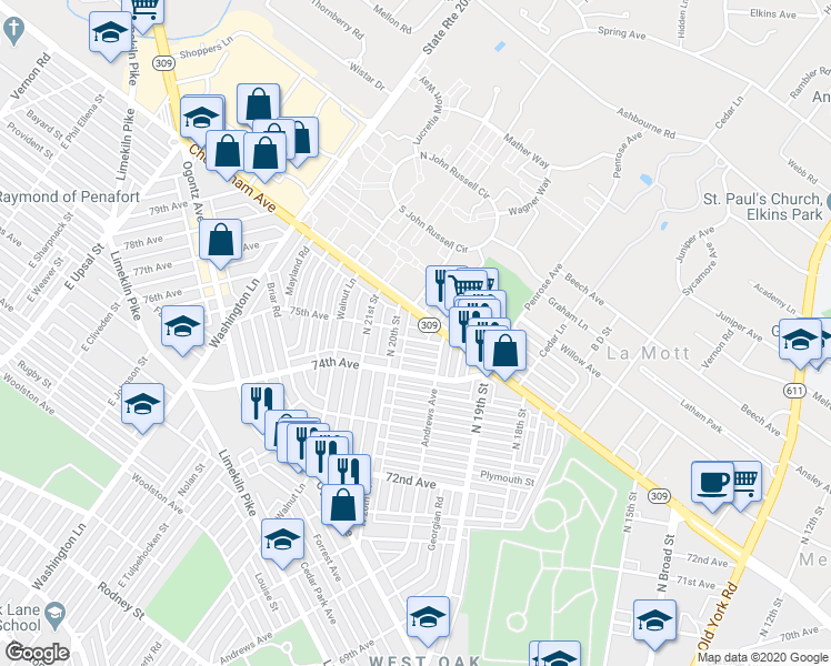 map of restaurants, bars, coffee shops, grocery stores, and more near 1975 Renova Street in Philadelphia