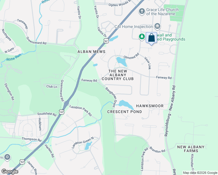 map of restaurants, bars, coffee shops, grocery stores, and more near 4184 Baughman Grant in New Albany