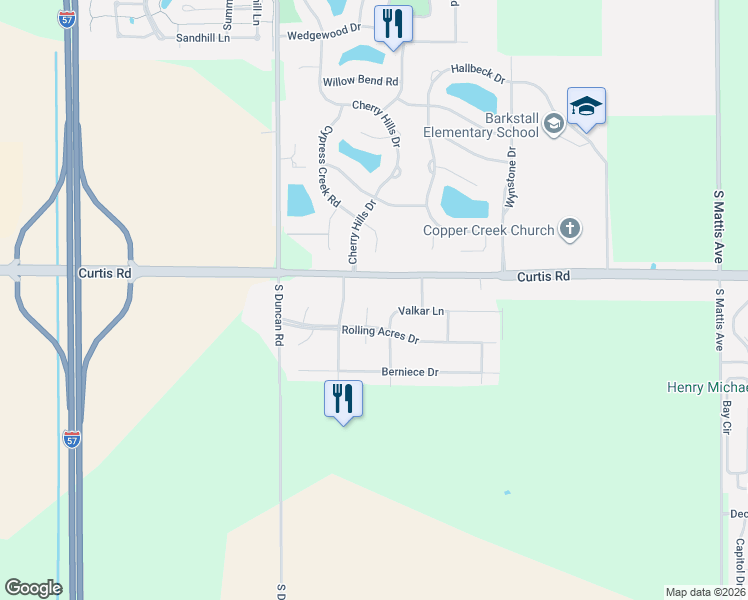map of restaurants, bars, coffee shops, grocery stores, and more near 2 Joyce Lane in Champaign