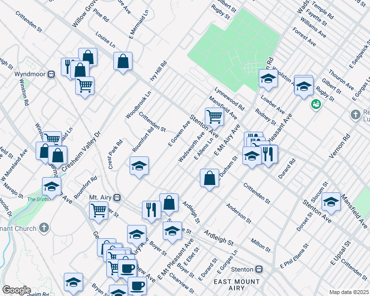 map of restaurants, bars, coffee shops, grocery stores, and more near 527 Wadsworth Avenue in Philadelphia