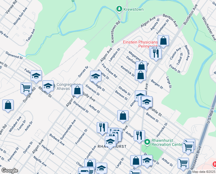 map of restaurants, bars, coffee shops, grocery stores, and more near 1716 Benson St in Philadelphia