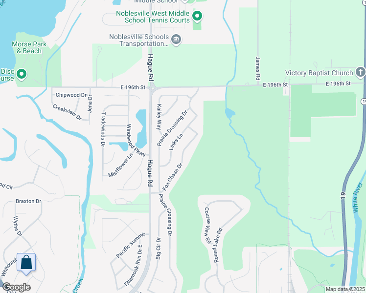 map of restaurants, bars, coffee shops, grocery stores, and more near 19307 Fox Chase Drive in Noblesville