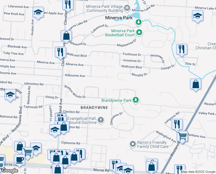 map of restaurants, bars, coffee shops, grocery stores, and more near 4766 Beaucroft Court in Columbus