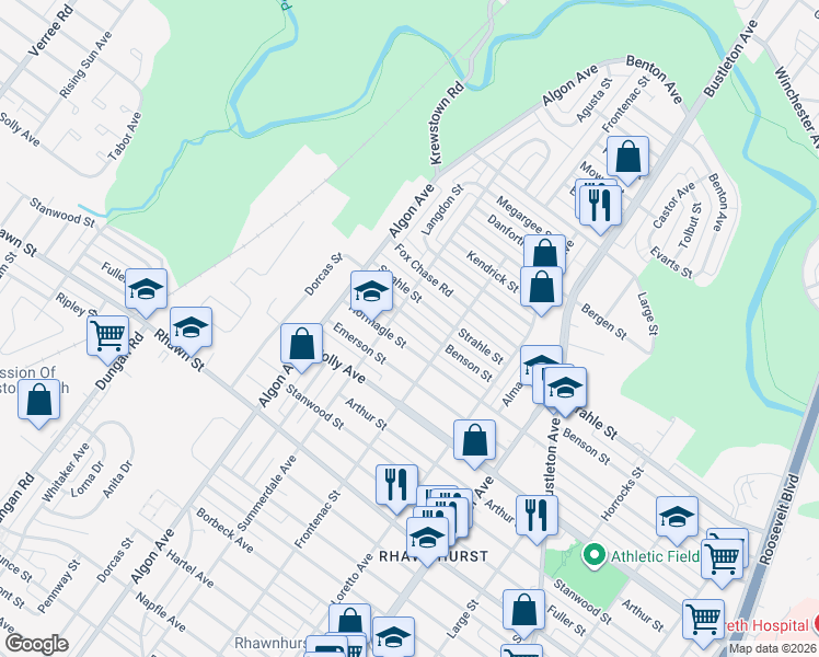 map of restaurants, bars, coffee shops, grocery stores, and more near 1725-39 Hoffnagle Street in Philadelphia