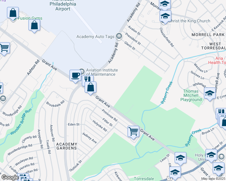 map of restaurants, bars, coffee shops, grocery stores, and more near in Philadelphia