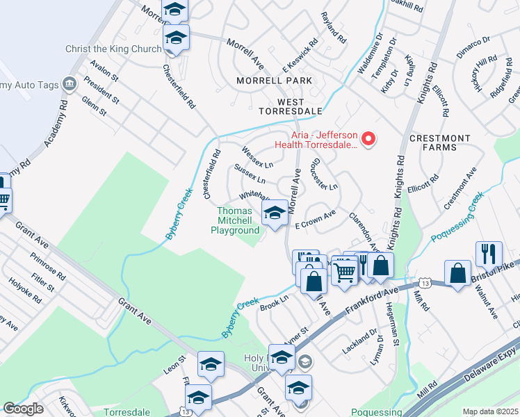 map of restaurants, bars, coffee shops, grocery stores, and more near 3645 West Crown Avenue in Philadelphia