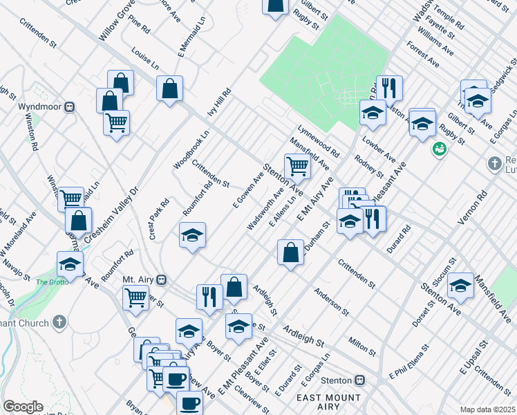map of restaurants, bars, coffee shops, grocery stores, and more near 531 Wadsworth Avenue in Philadelphia