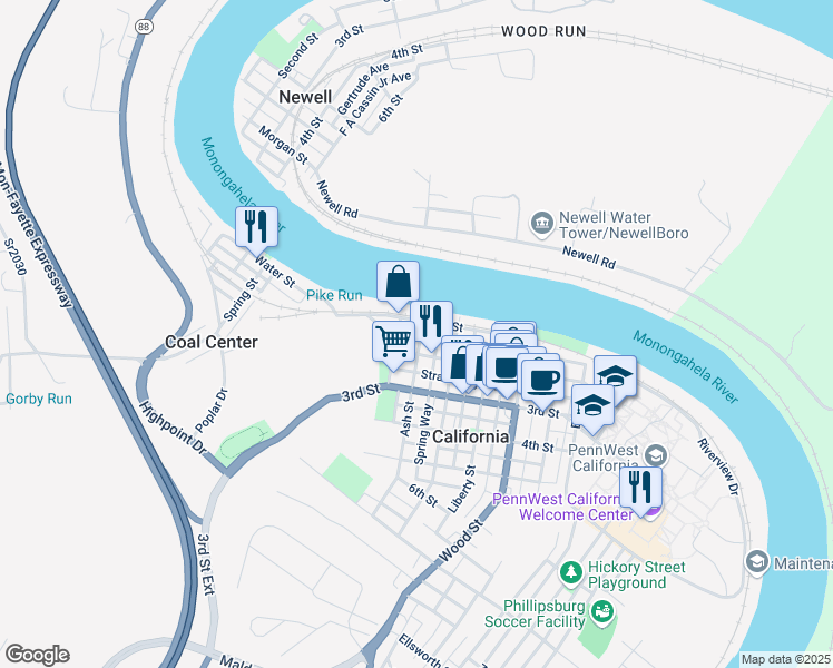 map of restaurants, bars, coffee shops, grocery stores, and more near 79 Ash Street in California