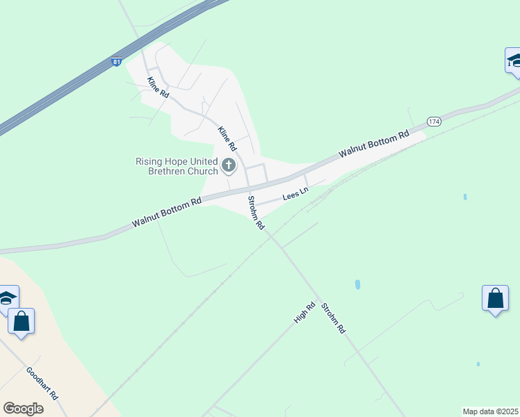 map of restaurants, bars, coffee shops, grocery stores, and more near 10 Strohm Road in Shippensburg