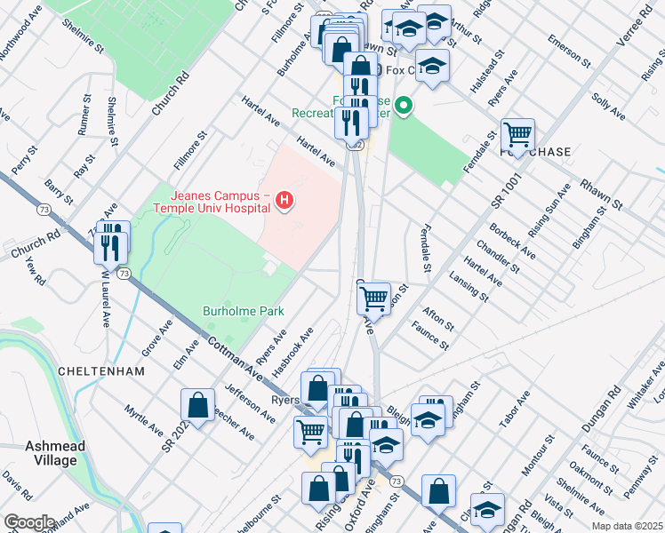map of restaurants, bars, coffee shops, grocery stores, and more near 7702 Hasbrook Ave in Philadelphia