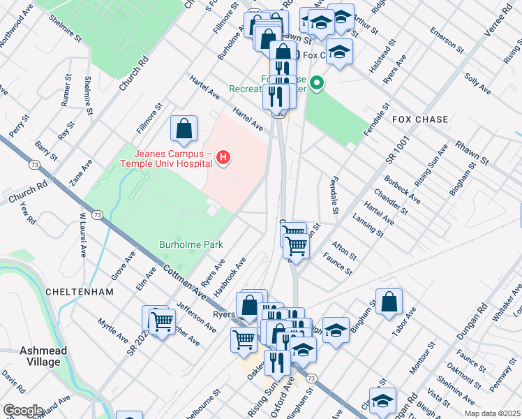 map of restaurants, bars, coffee shops, grocery stores, and more near 7702 Hasbrook Ave in Philadelphia