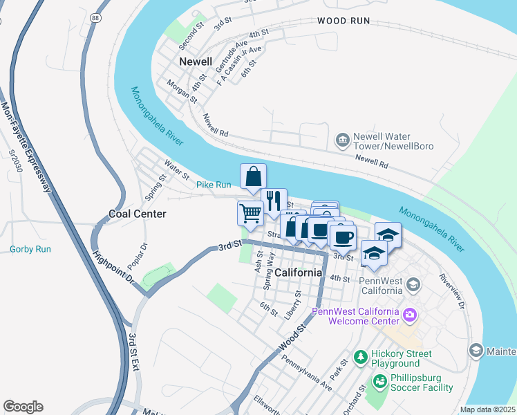 map of restaurants, bars, coffee shops, grocery stores, and more near 72 Second Street in California