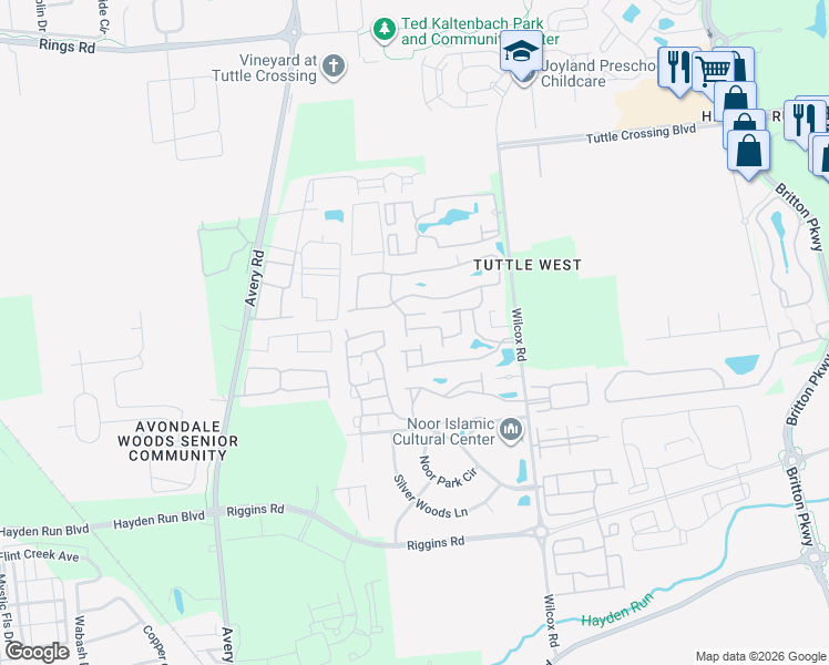 map of restaurants, bars, coffee shops, grocery stores, and more near 4908 Common Market Place in Dublin