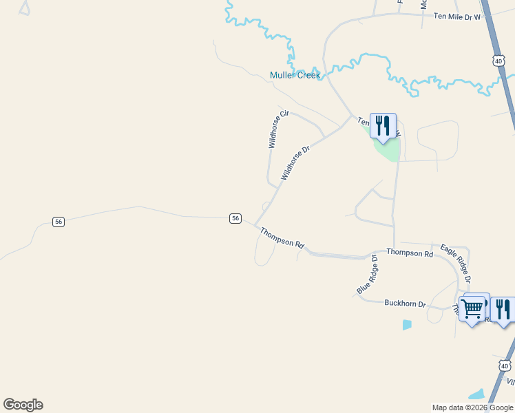 map of restaurants, bars, coffee shops, grocery stores, and more near 1750 Wildhorse Drive in Granby