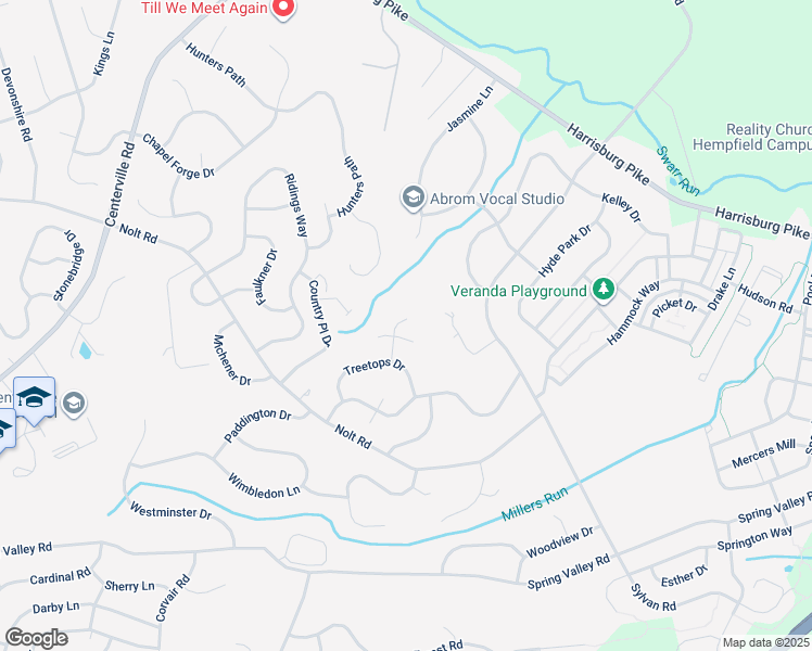map of restaurants, bars, coffee shops, grocery stores, and more near 301 Treetops Court in Lancaster