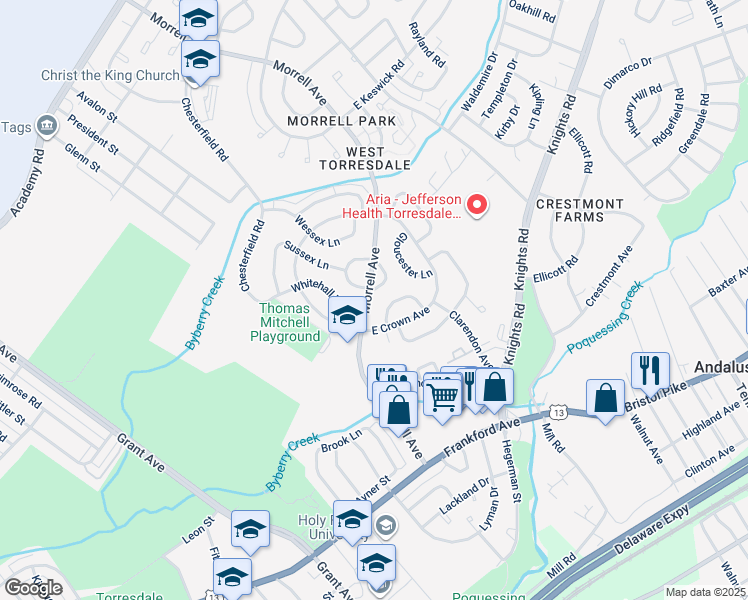 map of restaurants, bars, coffee shops, grocery stores, and more near 3659 Morrell Avenue in Philadelphia