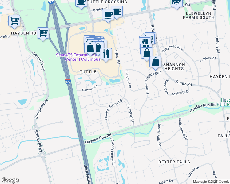 map of restaurants, bars, coffee shops, grocery stores, and more near 4117 Union Square Blvd in Dublin