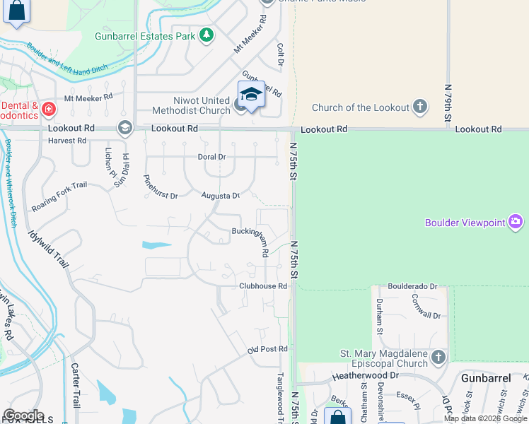 map of restaurants, bars, coffee shops, grocery stores, and more near 5234 Desert Pine Court in Boulder