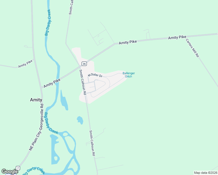 map of restaurants, bars, coffee shops, grocery stores, and more near South Outer Drive in Plain City