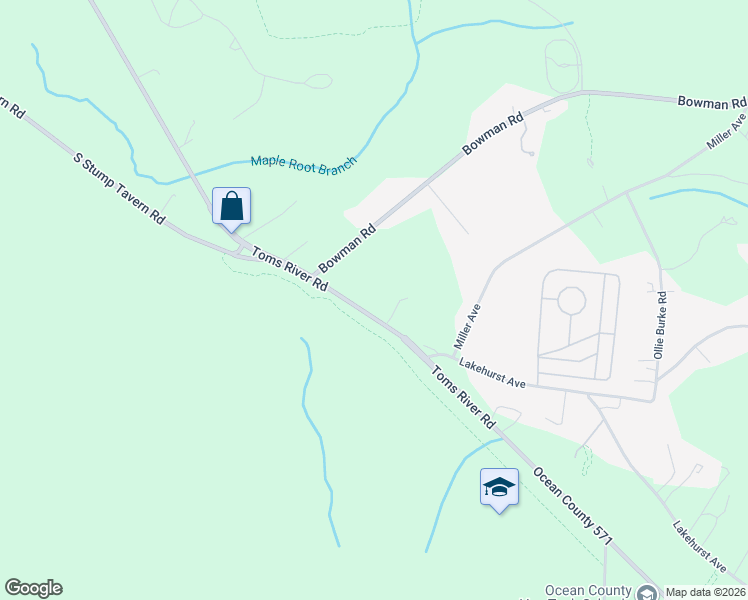 map of restaurants, bars, coffee shops, grocery stores, and more near 641 Toms River Road in Jackson Township