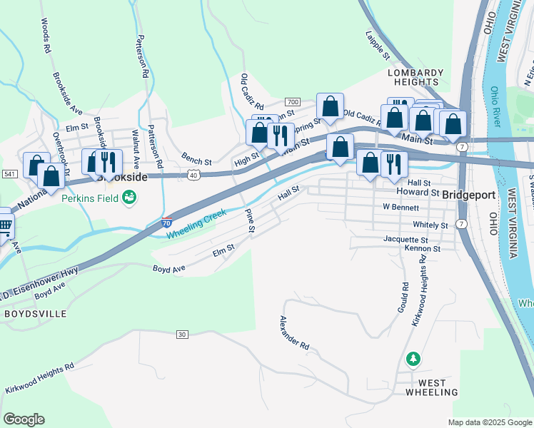 map of restaurants, bars, coffee shops, grocery stores, and more near 910 Howard Street in Bridgeport