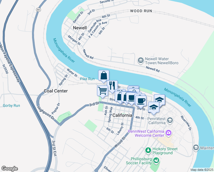 map of restaurants, bars, coffee shops, grocery stores, and more near 8 1st Street in California
