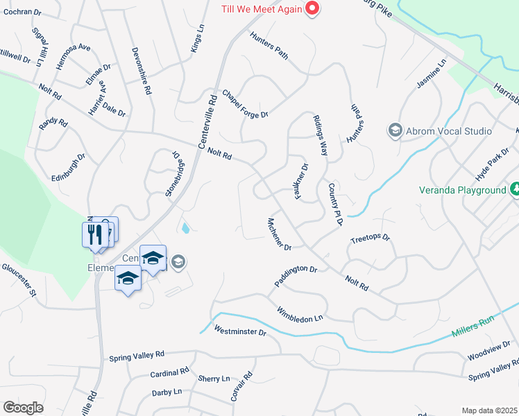 map of restaurants, bars, coffee shops, grocery stores, and more near 2830 O Henry Circle in Lancaster