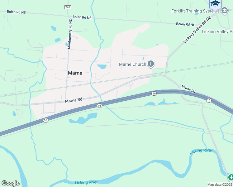 map of restaurants, bars, coffee shops, grocery stores, and more near 12886 County Highway 585 in Newark