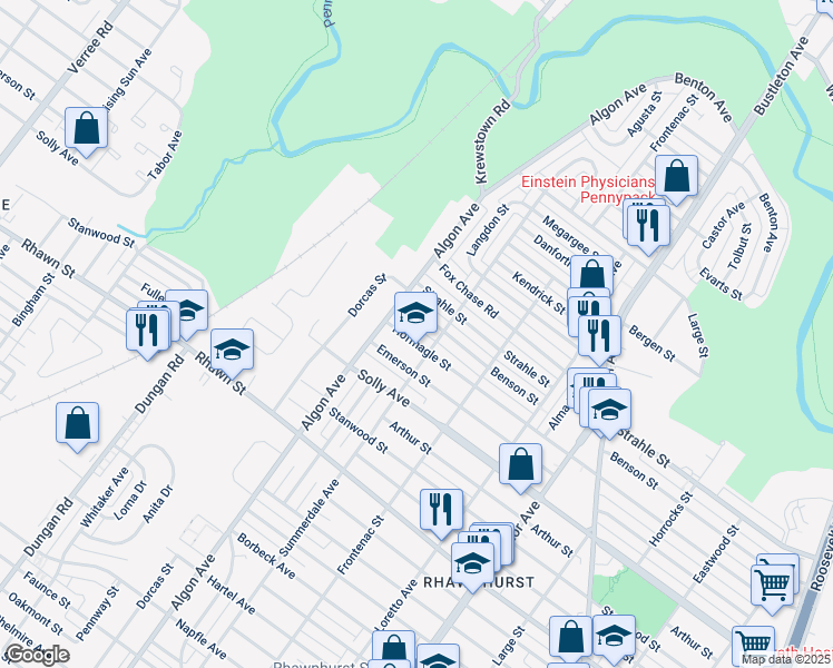 map of restaurants, bars, coffee shops, grocery stores, and more near 1616 Benson Street in Philadelphia