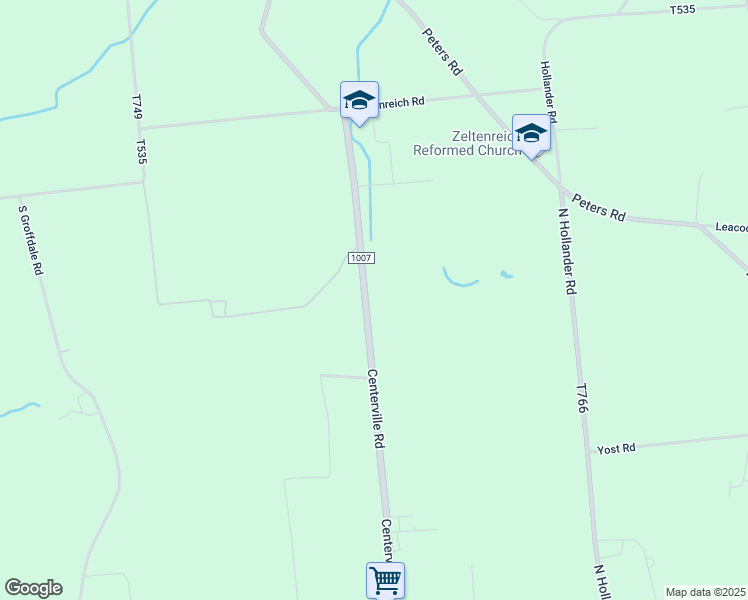 map of restaurants, bars, coffee shops, grocery stores, and more near 425 Centerville Road in Gordonville