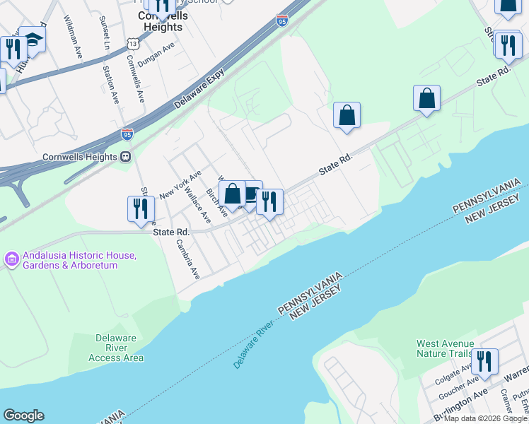 map of restaurants, bars, coffee shops, grocery stores, and more near 146 Fleet Court in Andalusia