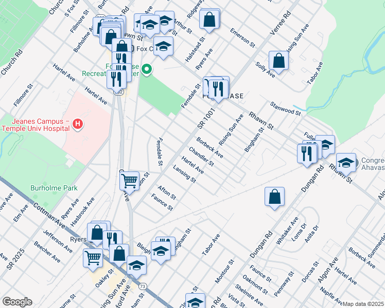 map of restaurants, bars, coffee shops, grocery stores, and more near 918 Chandler Street in Philadelphia