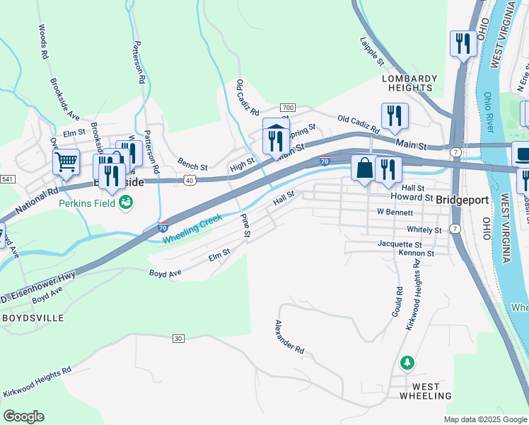 map of restaurants, bars, coffee shops, grocery stores, and more near 910 Howard Street in Bridgeport