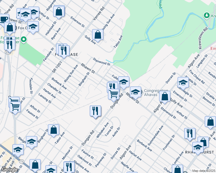 map of restaurants, bars, coffee shops, grocery stores, and more near 1223 Ripley Street in Philadelphia
