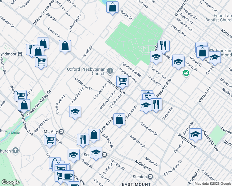 map of restaurants, bars, coffee shops, grocery stores, and more near in Philadelphia