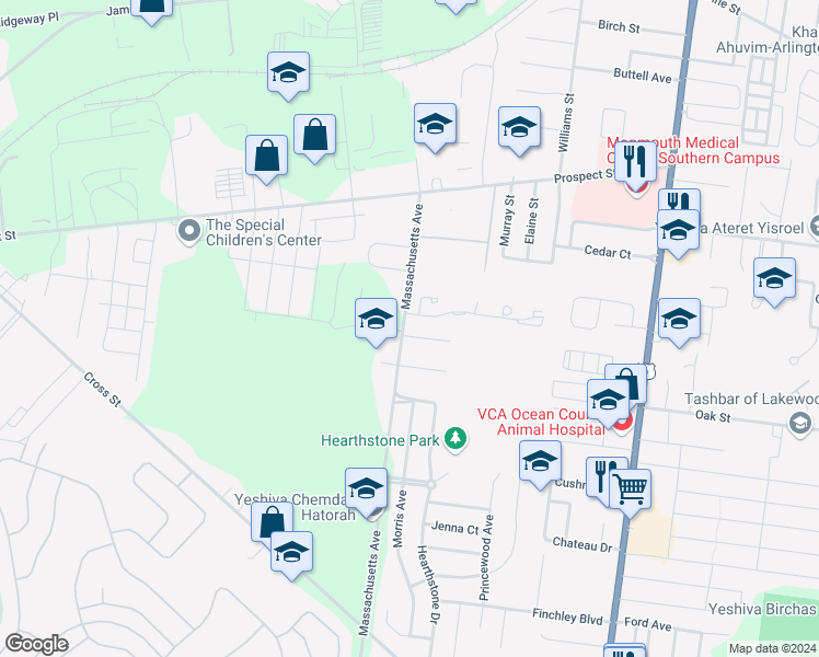 map of restaurants, bars, coffee shops, grocery stores, and more near 1 White Dove Court in Lakewood