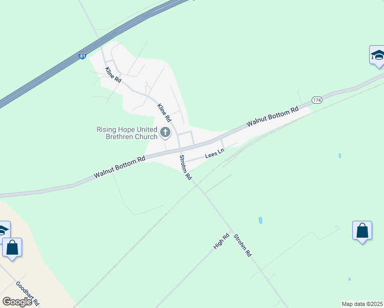 map of restaurants, bars, coffee shops, grocery stores, and more near 608 Walnut Bottom Road in Shippensburg