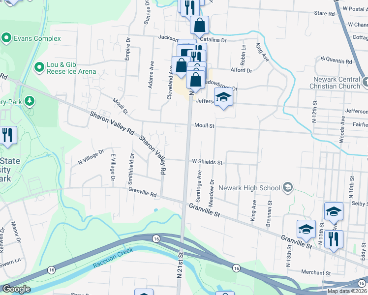 map of restaurants, bars, coffee shops, grocery stores, and more near 765 North 21st Street in Newark