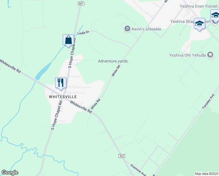 map of restaurants, bars, coffee shops, grocery stores, and more near 257 White Road in Jackson Township