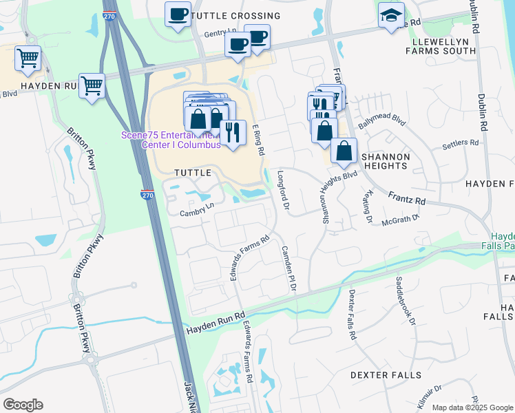 map of restaurants, bars, coffee shops, grocery stores, and more near 4117 Union Square Boulevard in Dublin