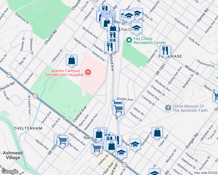 map of restaurants, bars, coffee shops, grocery stores, and more near 7722 Hasbrook Avenue in Philadelphia