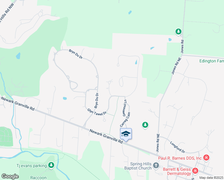 map of restaurants, bars, coffee shops, grocery stores, and more near 110 Bedwen Bach Lane in Granville