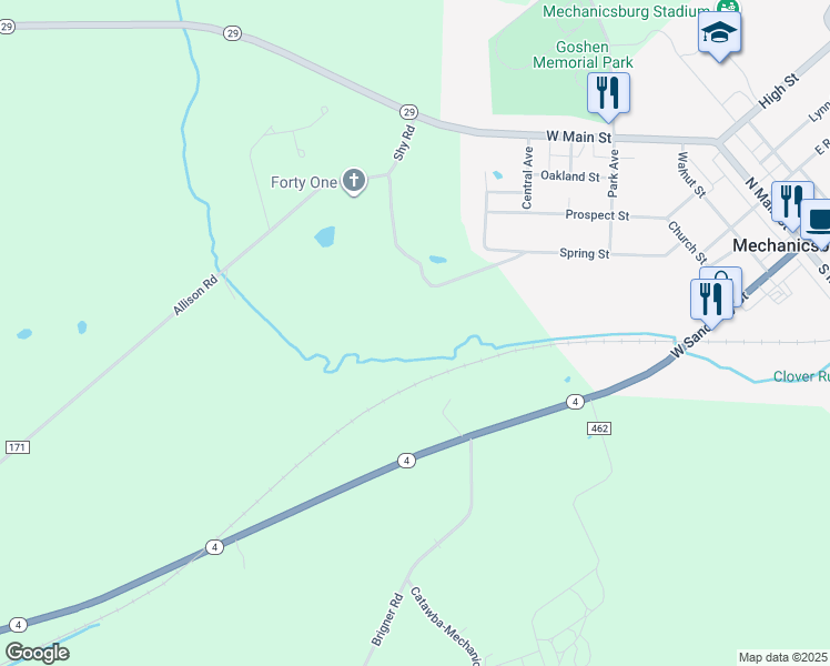 map of restaurants, bars, coffee shops, grocery stores, and more near in Champaign County