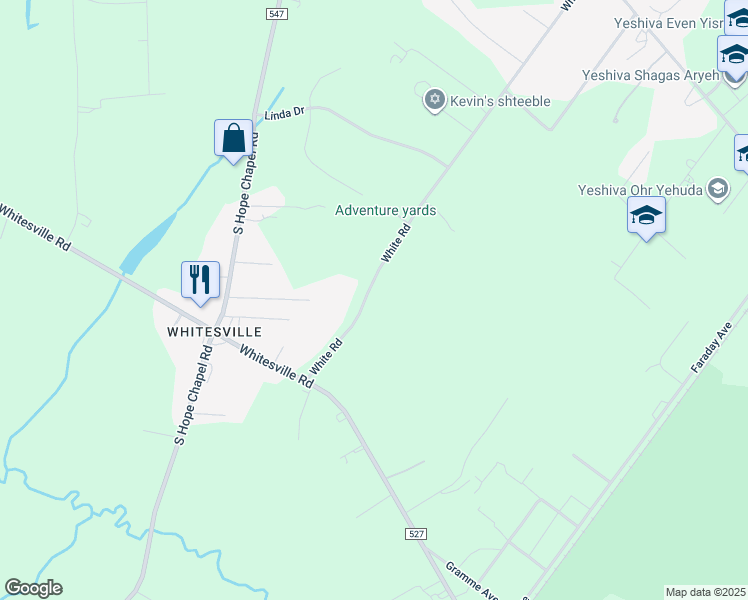 map of restaurants, bars, coffee shops, grocery stores, and more near 257 White Road in Jackson Township