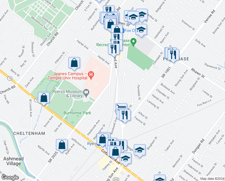 map of restaurants, bars, coffee shops, grocery stores, and more near 7731 Hasbrook Avenue in Philadelphia