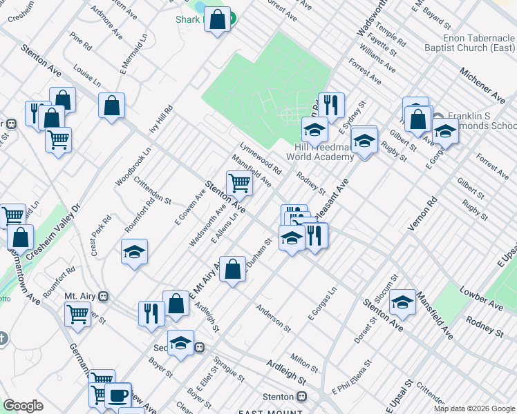map of restaurants, bars, coffee shops, grocery stores, and more near 913 State Route 4021 in Philadelphia