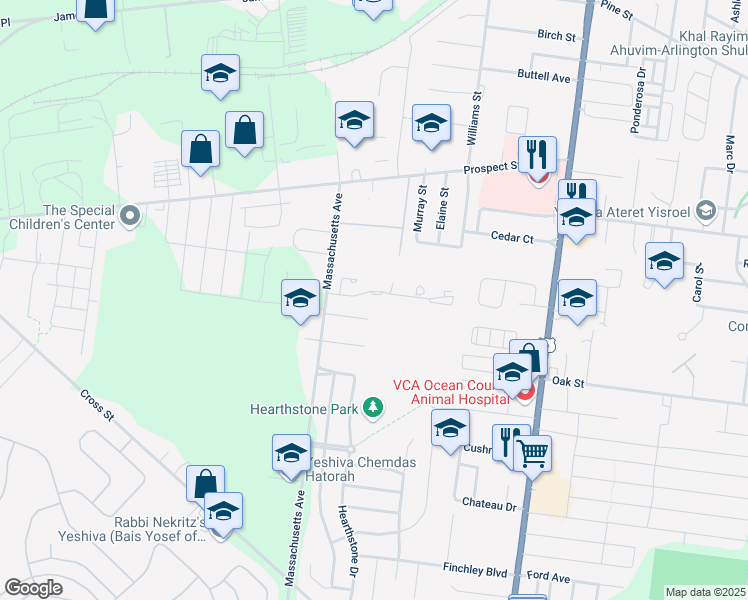 map of restaurants, bars, coffee shops, grocery stores, and more near 218 Camelot Court in Lakewood