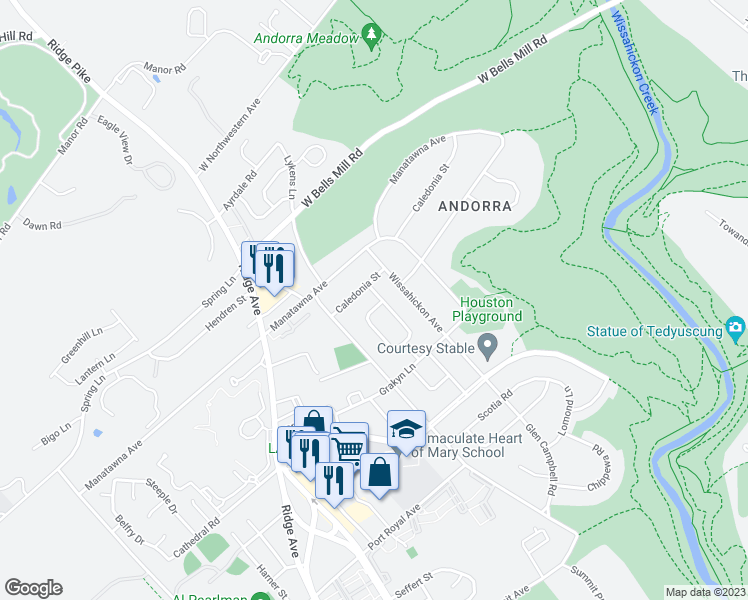 map of restaurants, bars, coffee shops, grocery stores, and more near 8728 Sagamore Road in Philadelphia