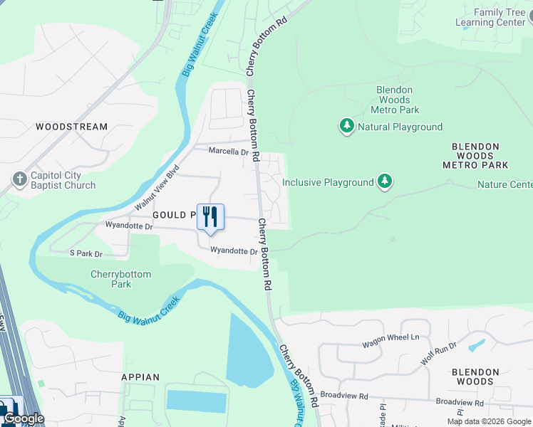 map of restaurants, bars, coffee shops, grocery stores, and more near 5641 Blendon Valley Drive in Columbus